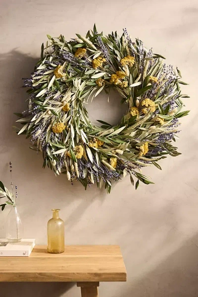 Terrain Dried Lavender, Yarrow + Olive Wreath In Green