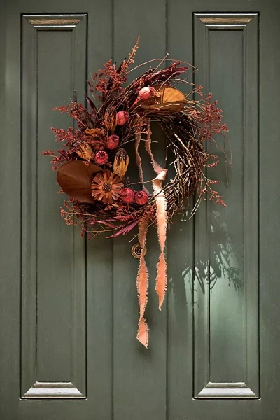 Terrain Dried Papaver + Feather Wreath In Multi