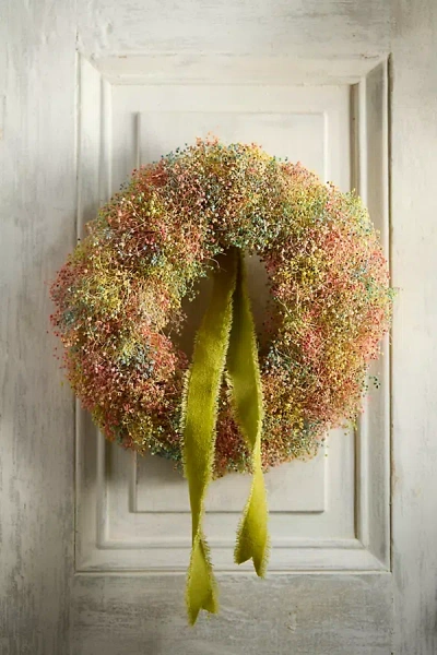 Terrain Dried Pastel Rainbow Gypsophila Wreath