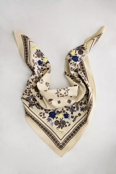 Terrain Embroidered Fall Floral Bandana In Beige