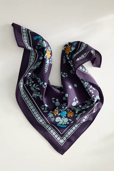 Terrain Embroidered Fall Floral Bandana In Purple