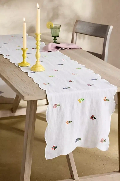 Terrain Embroidered Floral Linen Runner
