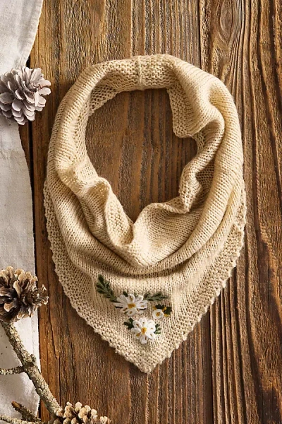 Terrain Embroidered Floral Snood In Sand