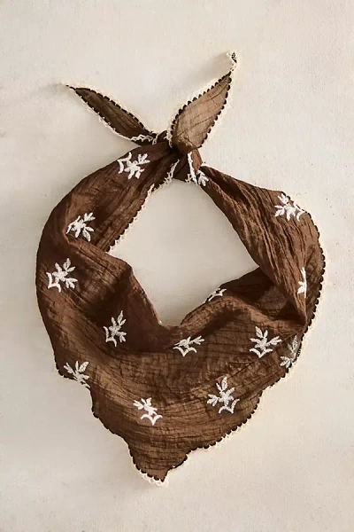 Terrain Embroidered Gauze Bandana In Brown