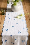 Terrain Embroidered Hydrangea Linen Runner