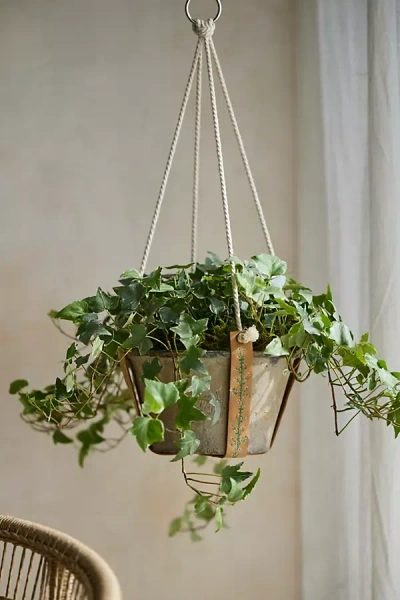 Terrain Embroidered Leather Plant Hanger In Multi