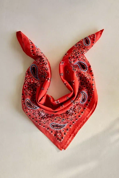 Terrain Embroidered Paisley Cotton Bandana In Red