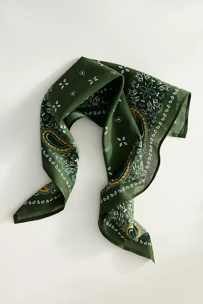 Terrain Embroidered Paisley Cotton Bandana In Green