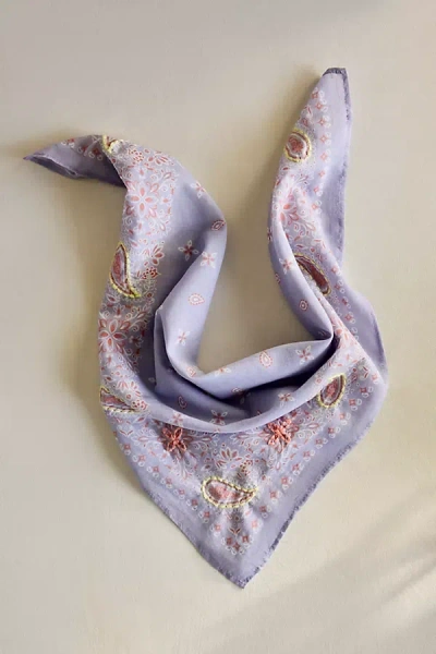 Terrain Embroidered Paisley Cotton Bandana In Purple