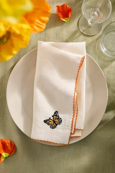 Terrain Embroidered Pollinator Linen Napkins, Set Of 2