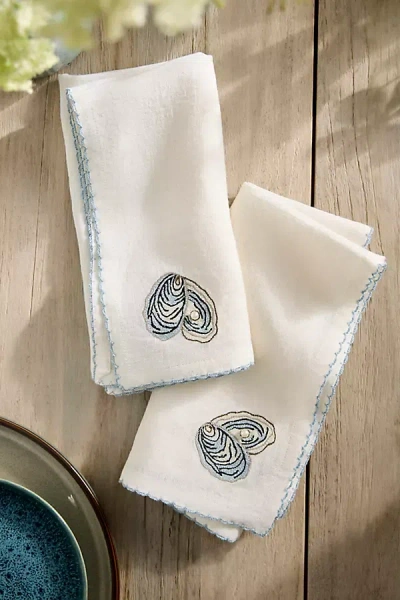 Terrain Embroidered Seafood Linen Napkins, Set Of 2