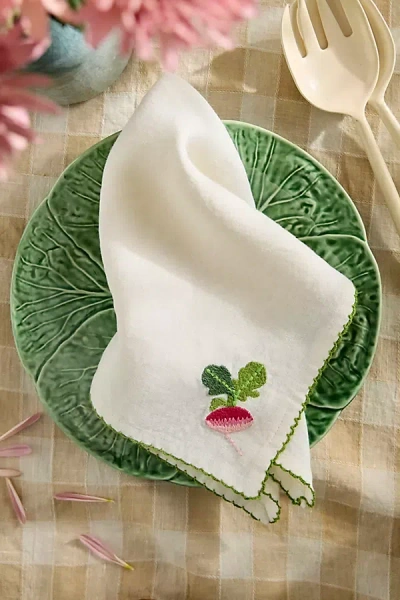 Terrain Embroidered Vegetable Linen Napkins, Set Of 2