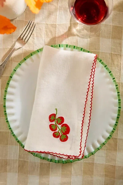 Terrain Embroidered Vegetable Linen Napkins, Set Of 2