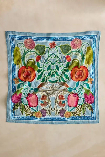 Terrain Embroidered Veggies Cotton Bandana In Blue