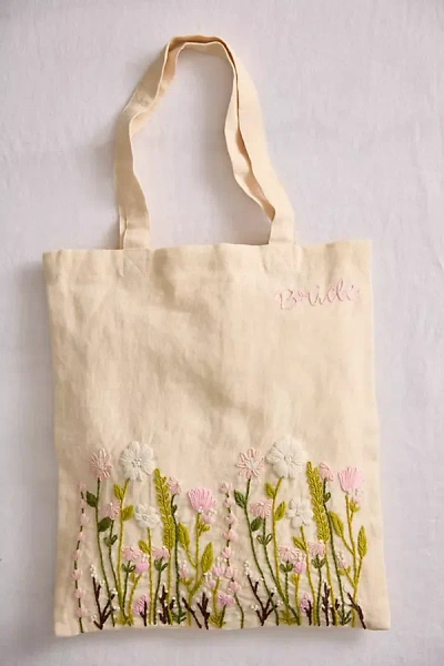 Terrain Embroidered Vines Linen Tote In White