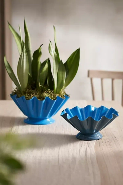 Terrain Enamel Fan Urn In Blue