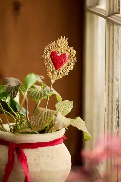 Terrain Enameled Filigree Heart Medallion Stake In Multi