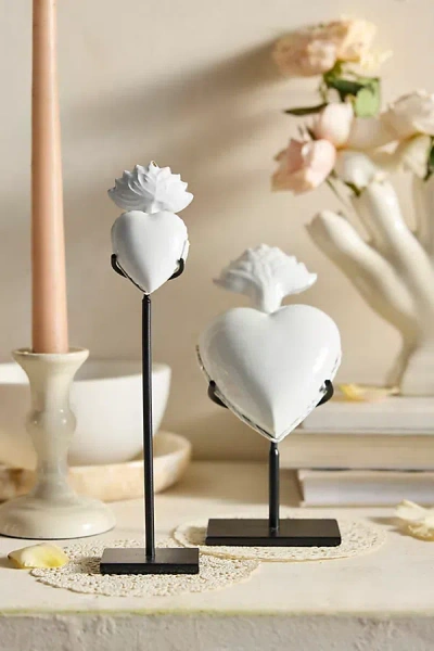 Terrain Enameled Heart Medallion Locket + Stand In White