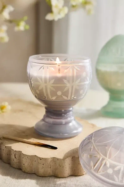 Terrain Etched Glass Egg Candle