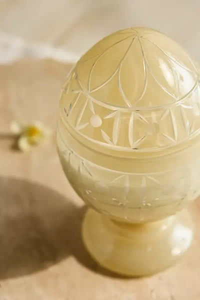 Terrain Etched Glass Egg Candle