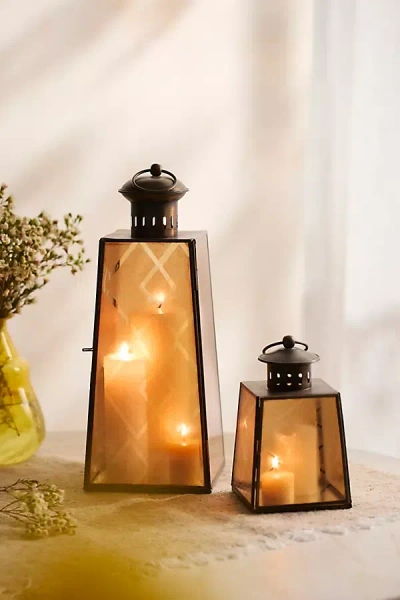 Terrain Etched Glass Pyramid Lantern