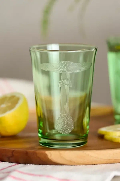 Terrain Etched Mushroom Glass, Greens