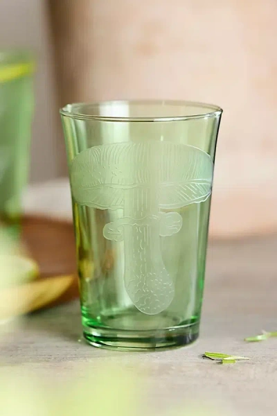 Terrain Etched Mushroom Glass, Greens