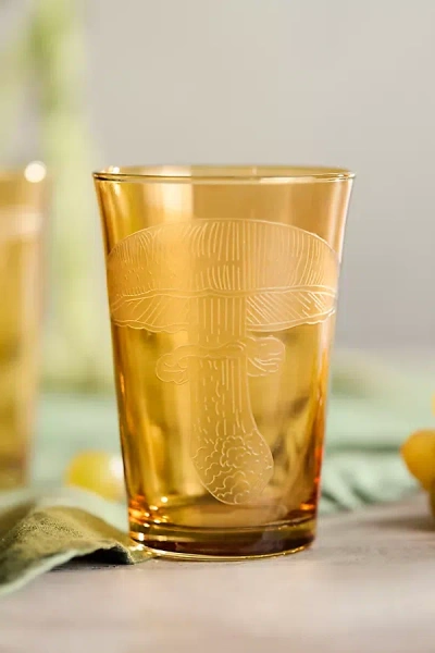 Terrain Etched Mushroom Glass, Yellows