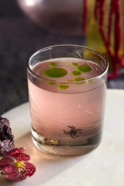 Terrain Etched Spider Double Old Fashioned Glass