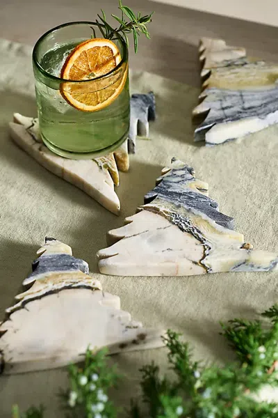 Terrain Evergreen Marble Coasters, Set Of 4 In Multicolor