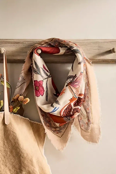 Terrain Fall Fruits Square Scarf In Beige