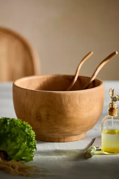 Terrain Farmhouse Teak Root Salad Bowl In Brown