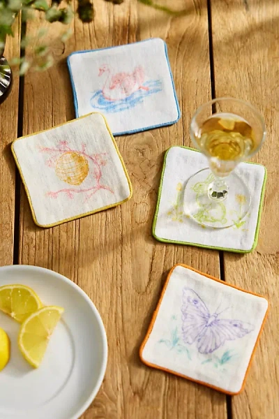 Terrain Fauna Linen Cocktail Napkins, Set Of 4