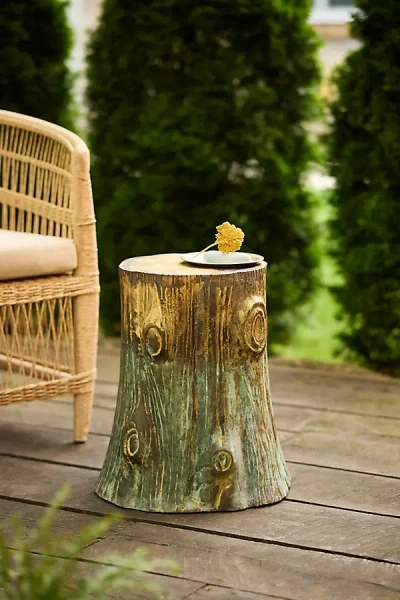 Terrain Faux Bois Aluminum Stool In Multi