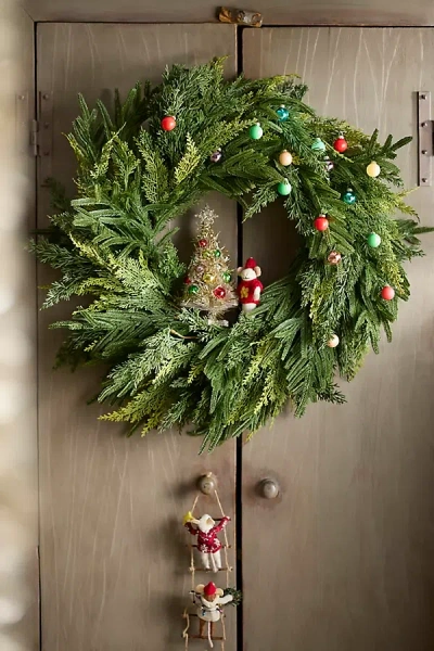Terrain Faux Mixed Evergreen Wreath In Green
