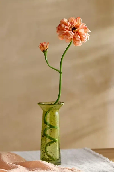 Terrain Faux Peach Zinnia Spray In Green