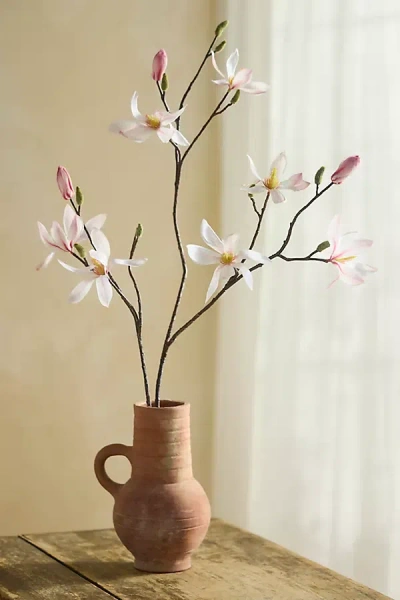 Terrain Faux Pink Magnolia Spray In Brown