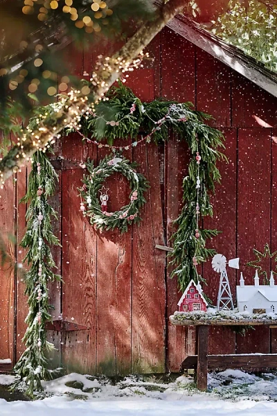 Terrain Faux Skinny Pine Wreath In Green