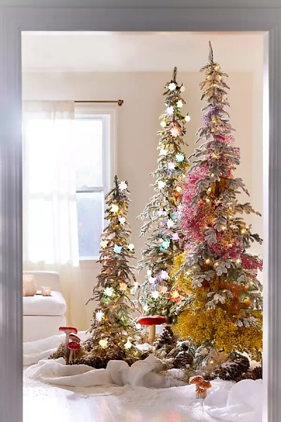 Terrain Faux Snowy Pre-lit Floor Length Alpine Fir In Multi