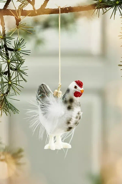 Terrain Feathered Rooster Glass Ornament