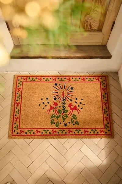 Terrain Festive Fawns Coir Doormat In Brown