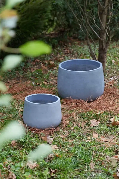 Terrain Fiber Concrete Rounded Pot, 22" In Blue