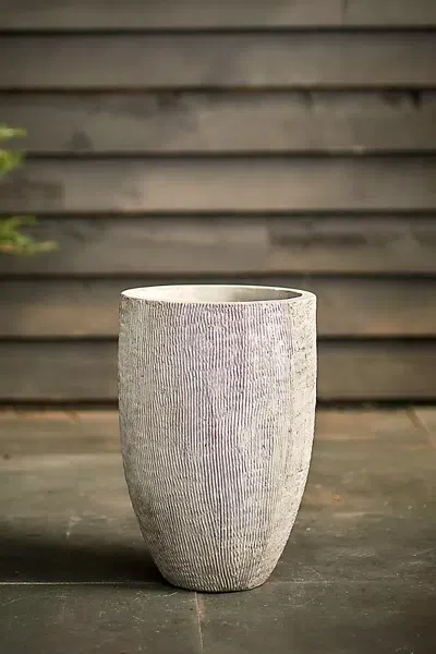 Terrain Fiber Concrete Textured Tall Planter In Gray