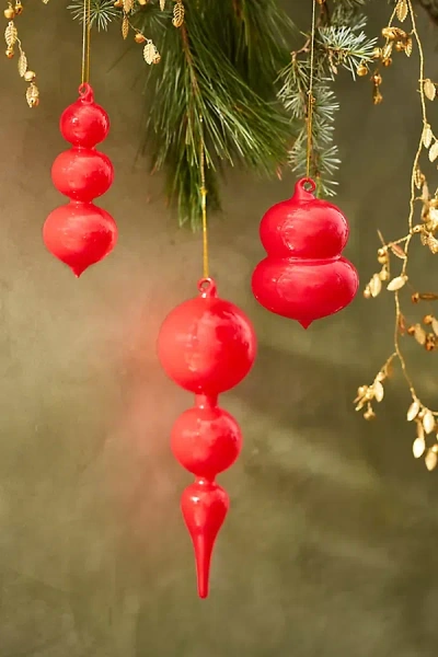 Terrain Finial Glass Ornaments, Set Of 3