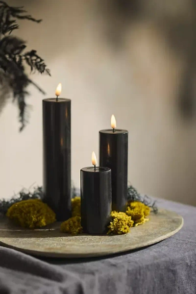 Terrain Flameless Black Wax Pillar Candle