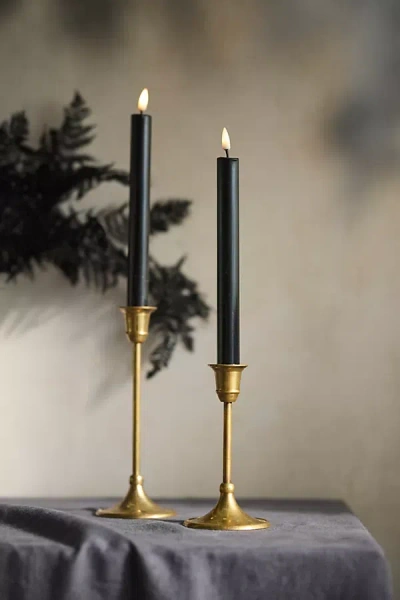 Terrain Flameless Black Wax Taper Candles, Set Of 2