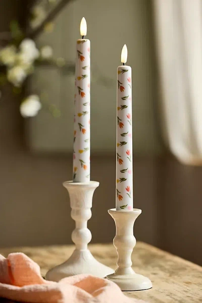 Terrain Flameless Tulip Taper Candles, Set Of 2 In Multi