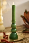 Terrain Flameless Turned Pillar Candle In Green
