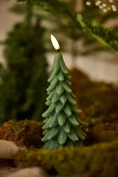 Terrain Flameless Wax Tree Pillar Candle In Green