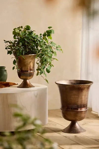 Terrain Flared Bronze Urn Planter In Brown